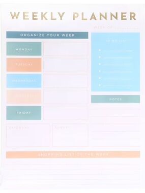 Jot 50 Sheet Weekly To Do Undated Planner Pad NWT